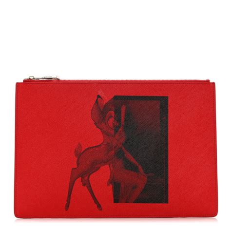 GIVENCHY Textured Coated Canvas Bambi Print Medium 